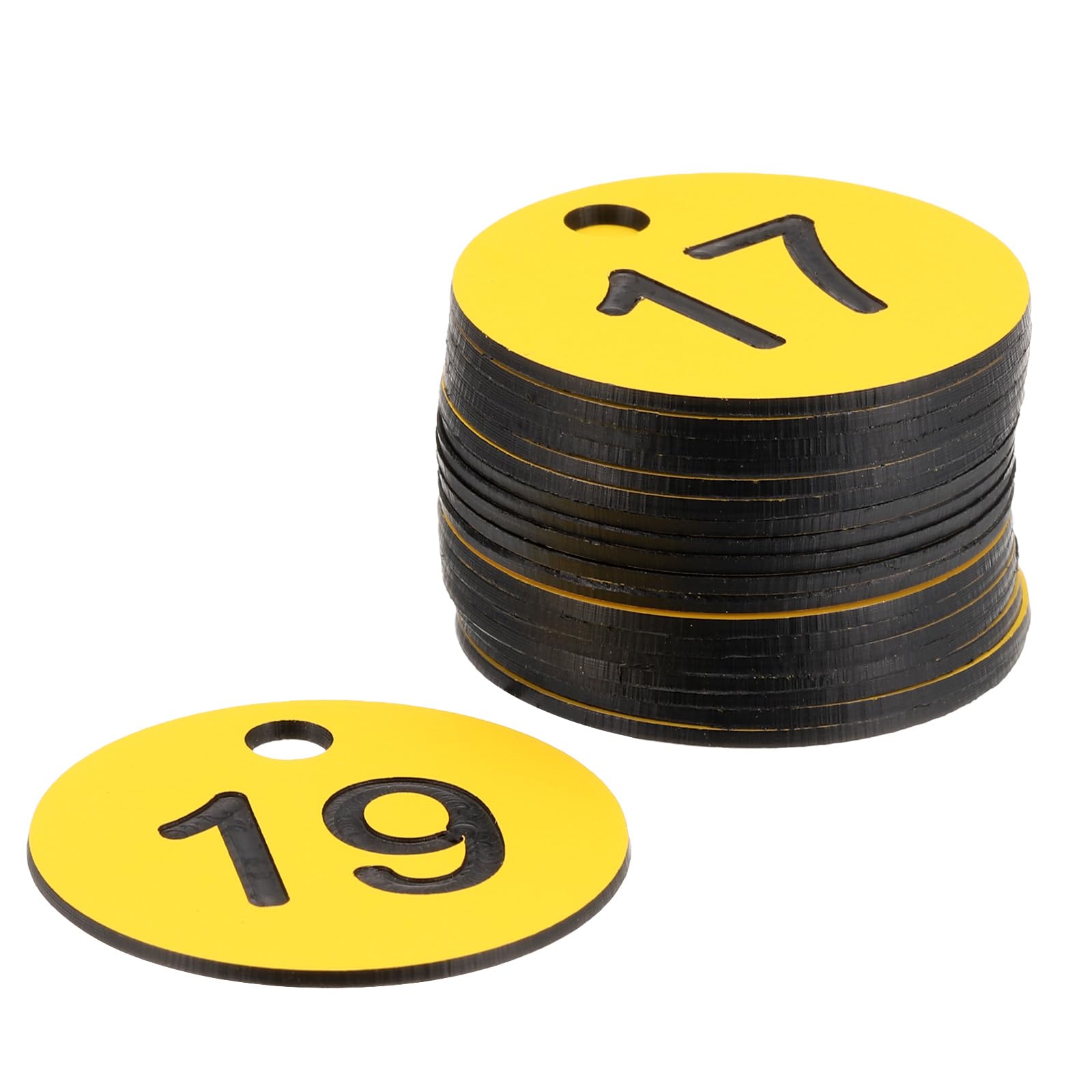 QUARKZMAN Étiquettes Numérotées 1-20, 20 Pièces Étiquettes Numérotées Rondes De 35 Mm Porte-Clés Numérotés En Plastique Pour Clés De Dortoir Casiers