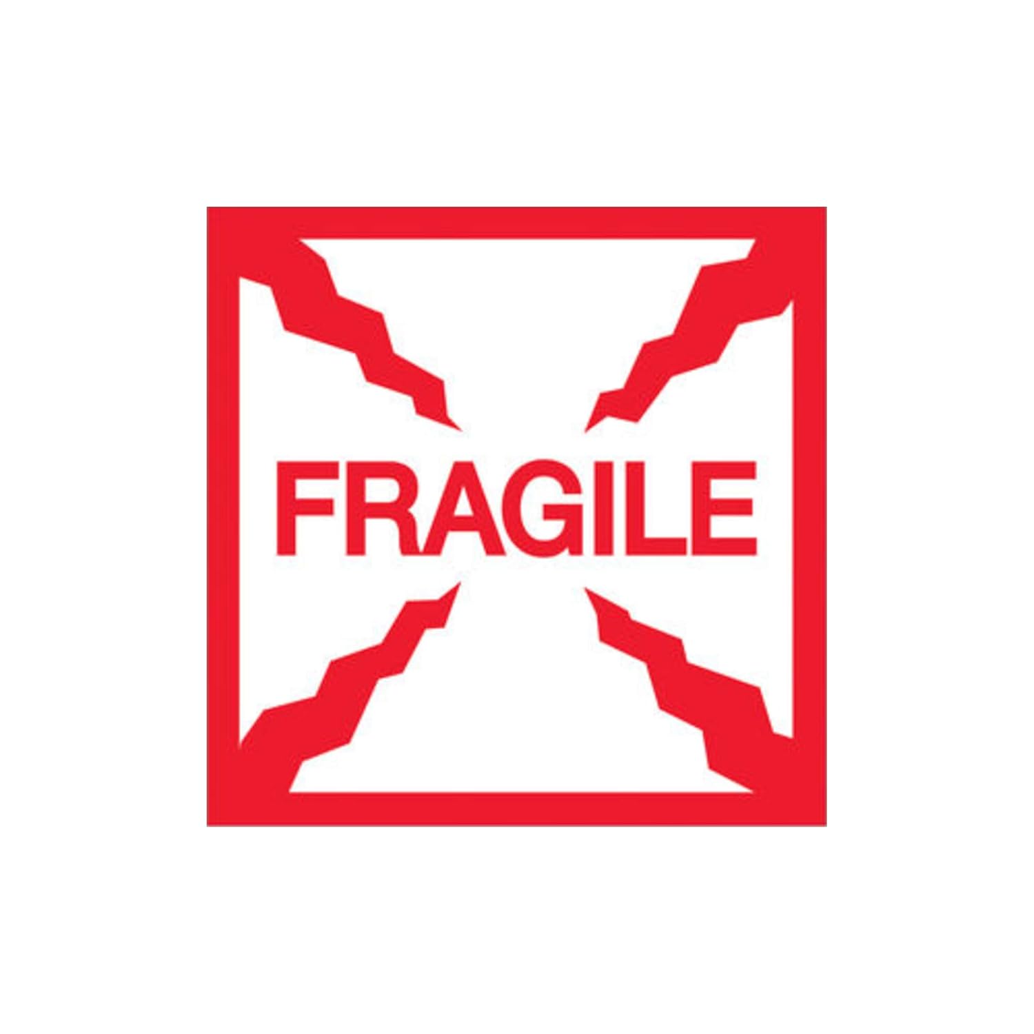 Tape Logic Aviditi Tape Logic 2" x 2","Fragile" Red/White Warning Sticker, for Shipping, Handling, Packing, and Moving (1 Roll of 500 Labels)