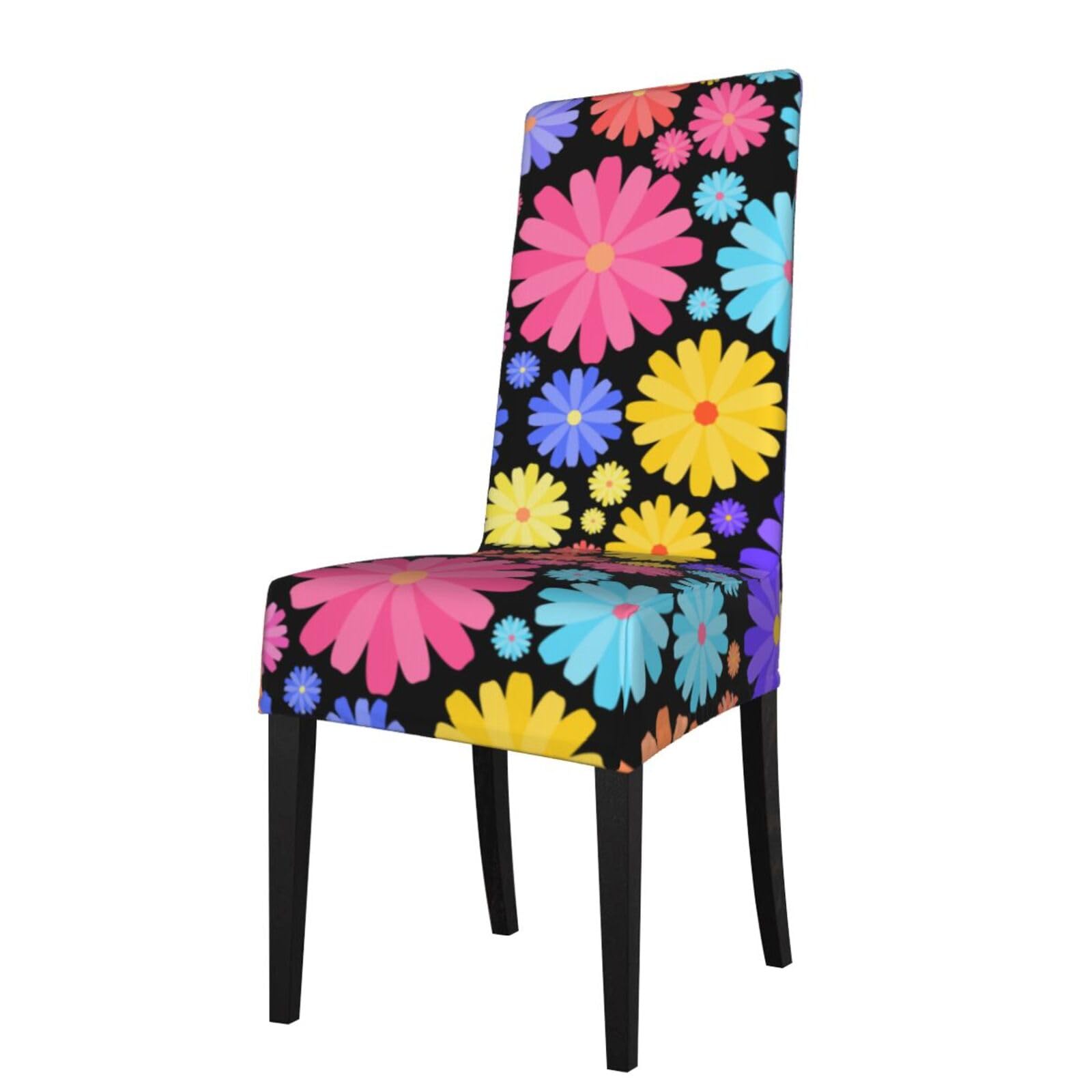 LKYMOH Colorful Daisy Print, Chair Covers Stretch Chair Slipcovers for Dining Room, for Party Pet Protection Universal Fit Soft Polyester