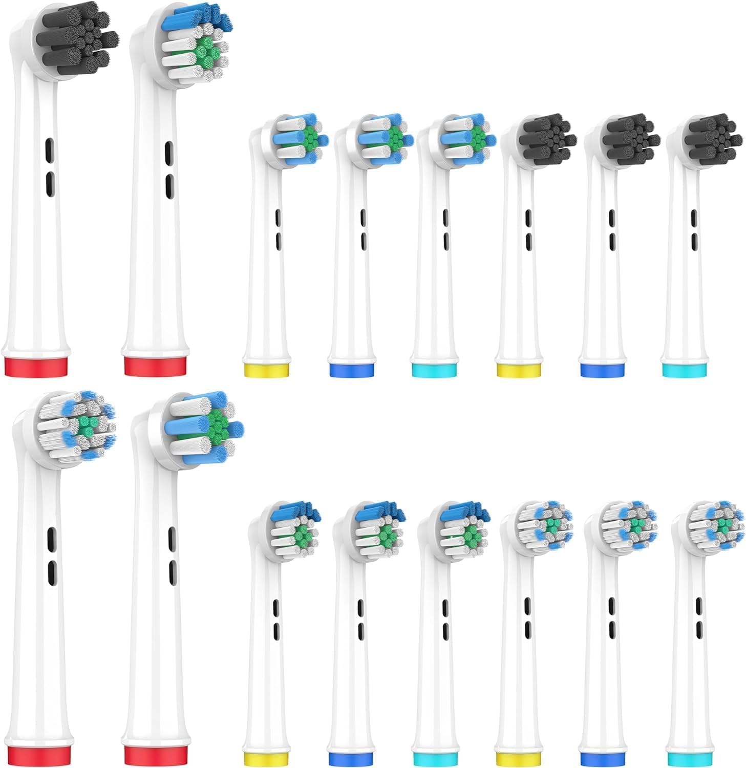 Replacement Brush Heads Compatible for Oral B Toothbrushes (Pack of 16) - Toothbrush Heads for Oral B (Set) 4X Sensitive 4X Precision, 4X Cross, 4X Vitality