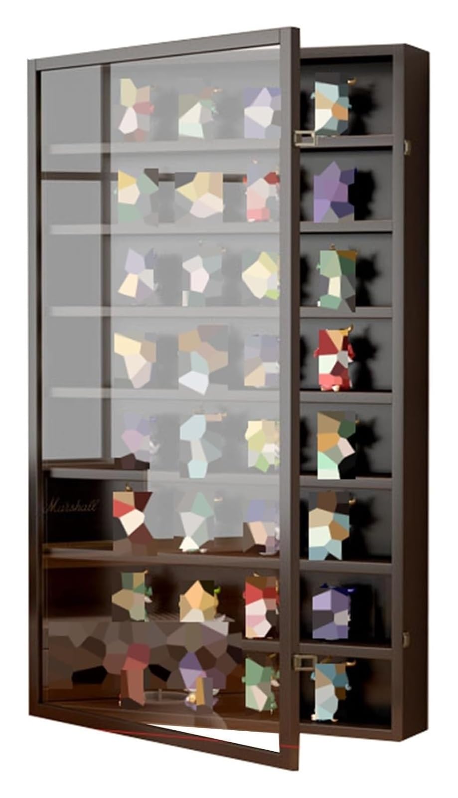 Organizer in acrilico da parete, vetrina per oggetti da collezione, modellini di auto e giocattoli, con ante in acrilico, per soggiorno, camera da letto, studio (nero, 50 x 8 x 88 cm)