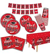 Graduation Party Supplies Gatherfun 2023 Graduation Party Dinnerware Set Red Disposable Paper Pla...