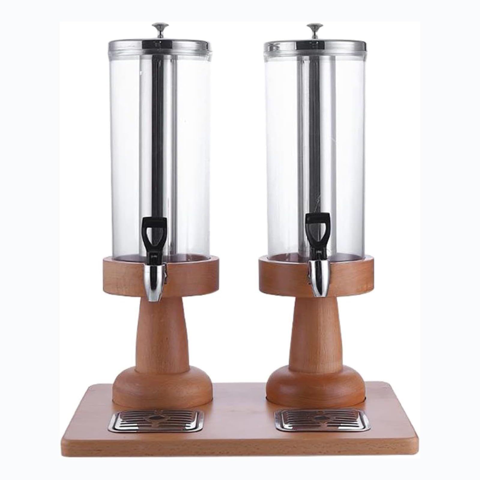 HCZKIUJY Drink Dispenser Beverage Dispenser Premium Stainless Steel Juice Dispenser with Wooden Base - 3L/6L/9L Beverage Dispenser for Hot & Cold Drinks, Perfect for Parties, Weddings (DoubleHeads)
