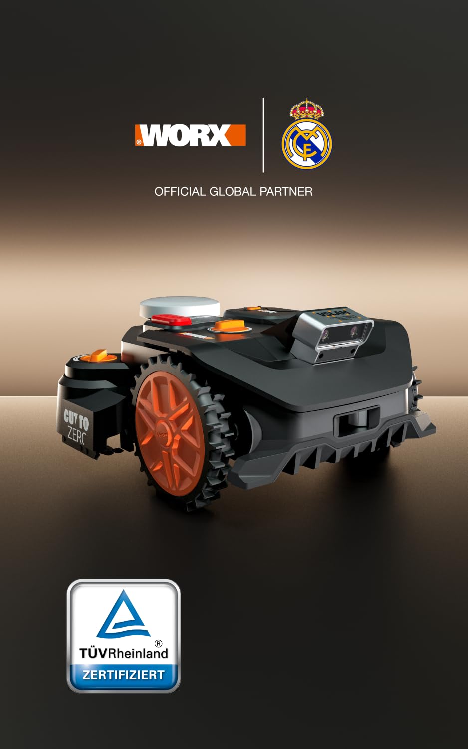Worx Landroid Vision Cloud WR306E 2WD Robot Cortacésped, Sin Cable Perimetral, hasta 500 m², Evitación de Obstáculos con IA, Navegación VSLAM + RTK Cloud, Mapeo Automático, Control por App