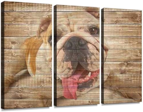 HABEN ARTWORK Divertidos cachorros de bulldog inglés sobre fondo blanco, imágenes impresas en lienzo, arte de pared, fotografía moderna, decoración