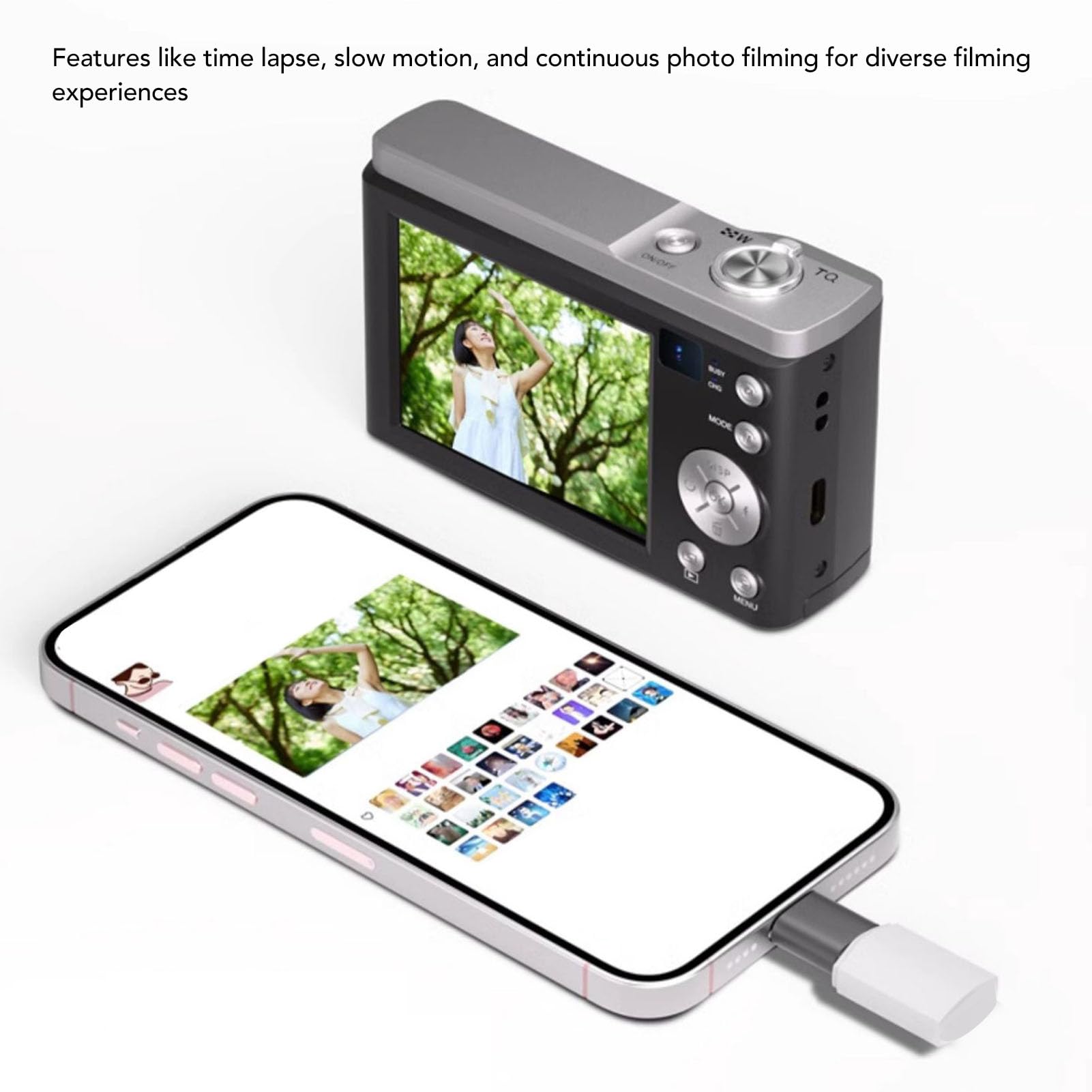 Registratore per Fotocamera Digitale, Videocamera Full HD 5K, Videocamera Touch Screen 16X Anteriore 12MP Posteriore 10X per Fotografia Viaggi Bambini Adolescenti Adulti