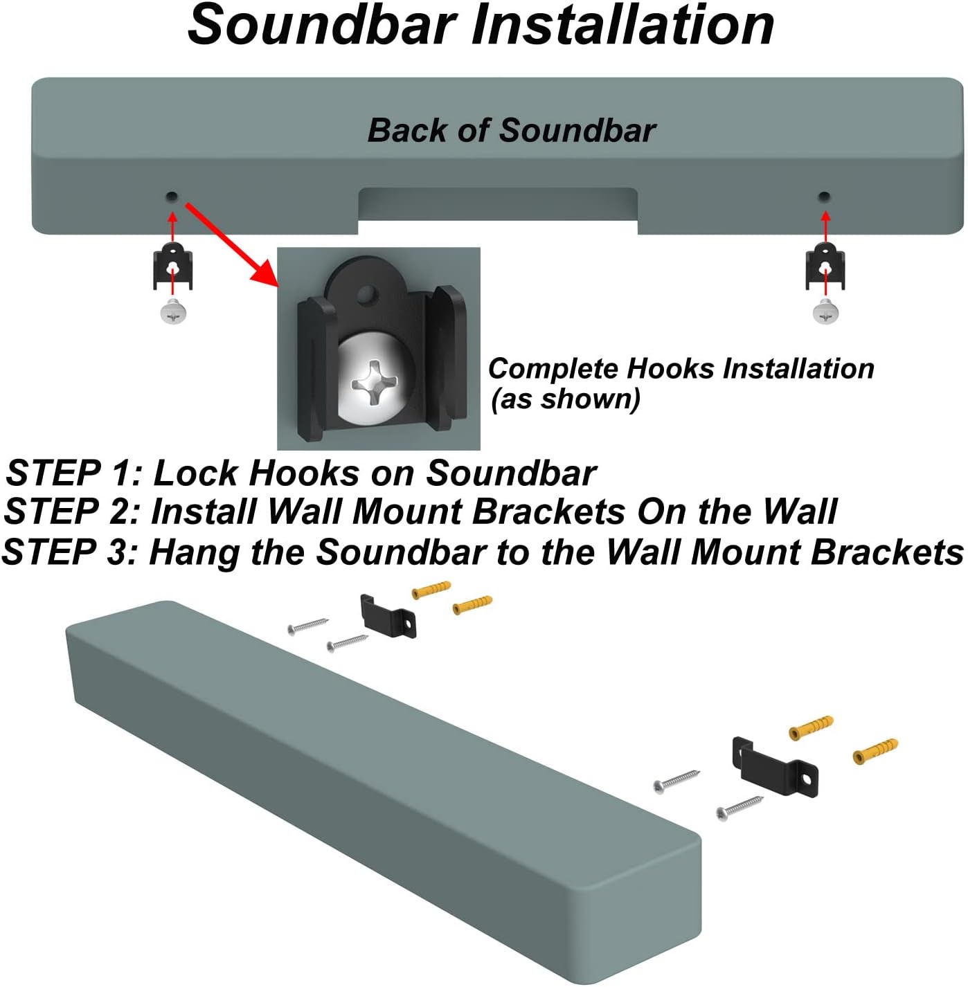 Wall Mount for Samsung, Sony, Vizio, Roku Speakers - Rear, Satellite, Surround Sound & Bookshelf Speakers