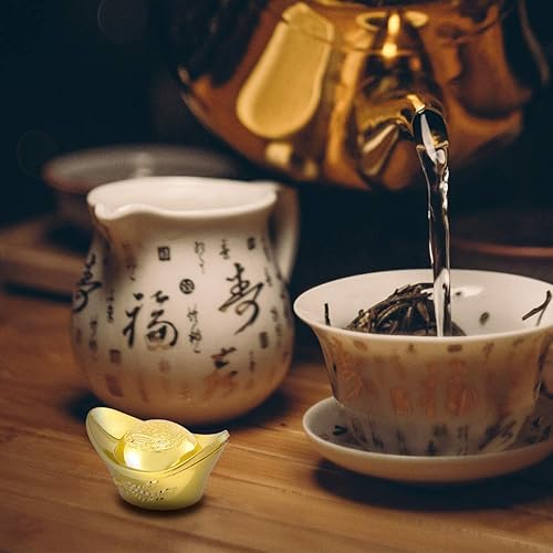 Miniatura 4 de NUOBESTY Lingote de oro de Feng Shui, lingote de oro Yuan Bao, Lingote de la suerte, Lingote chino de la prosperidad, regalo para atraer riqueza,