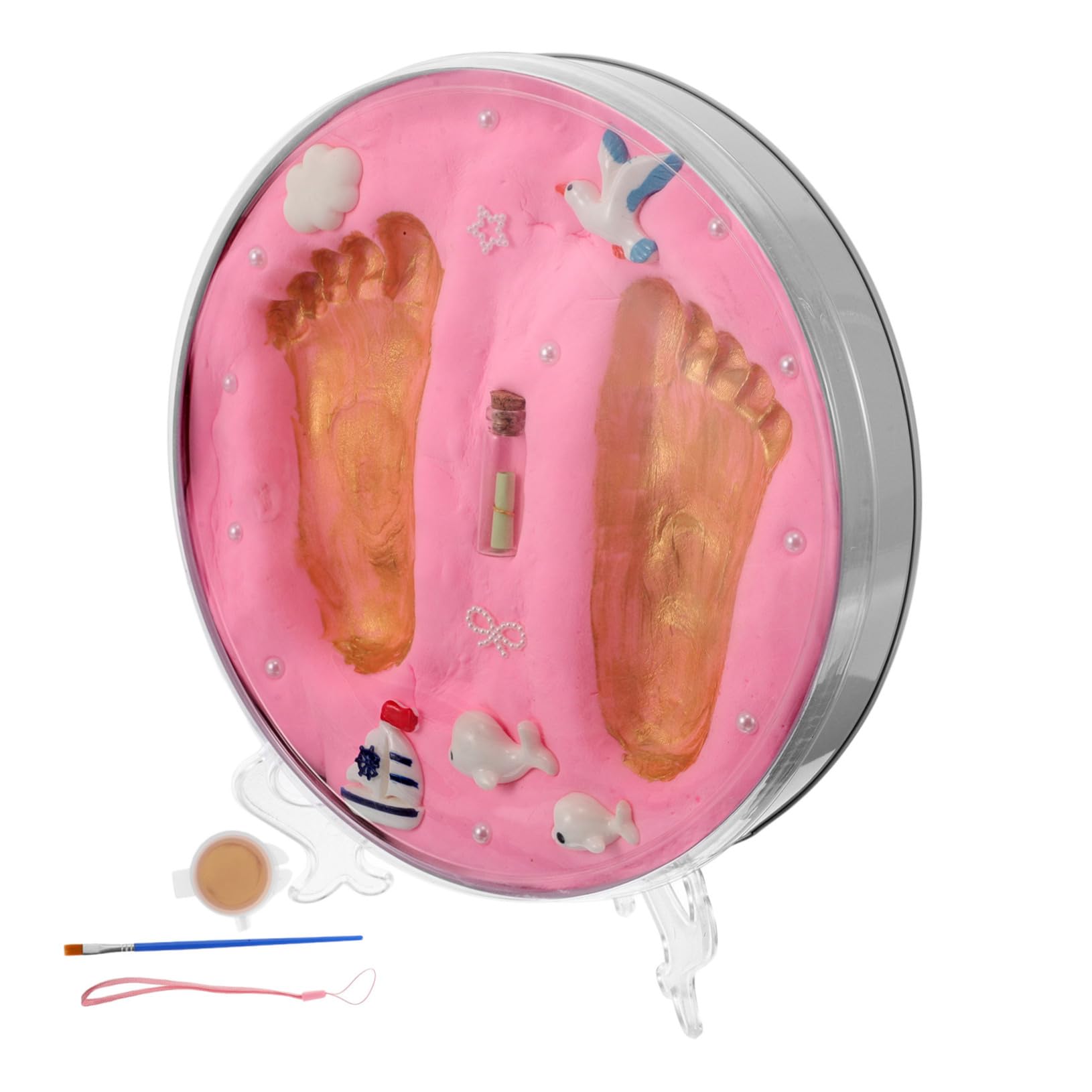 Kit Impronte Mano e Piede Bebè, Ricordo Nascita, Rosa