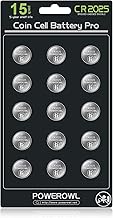 POWEROWL High Capacity CR2025 Battery (15-Pack) 2025 3v Lithium Batteries, 10 Years Leak-Free