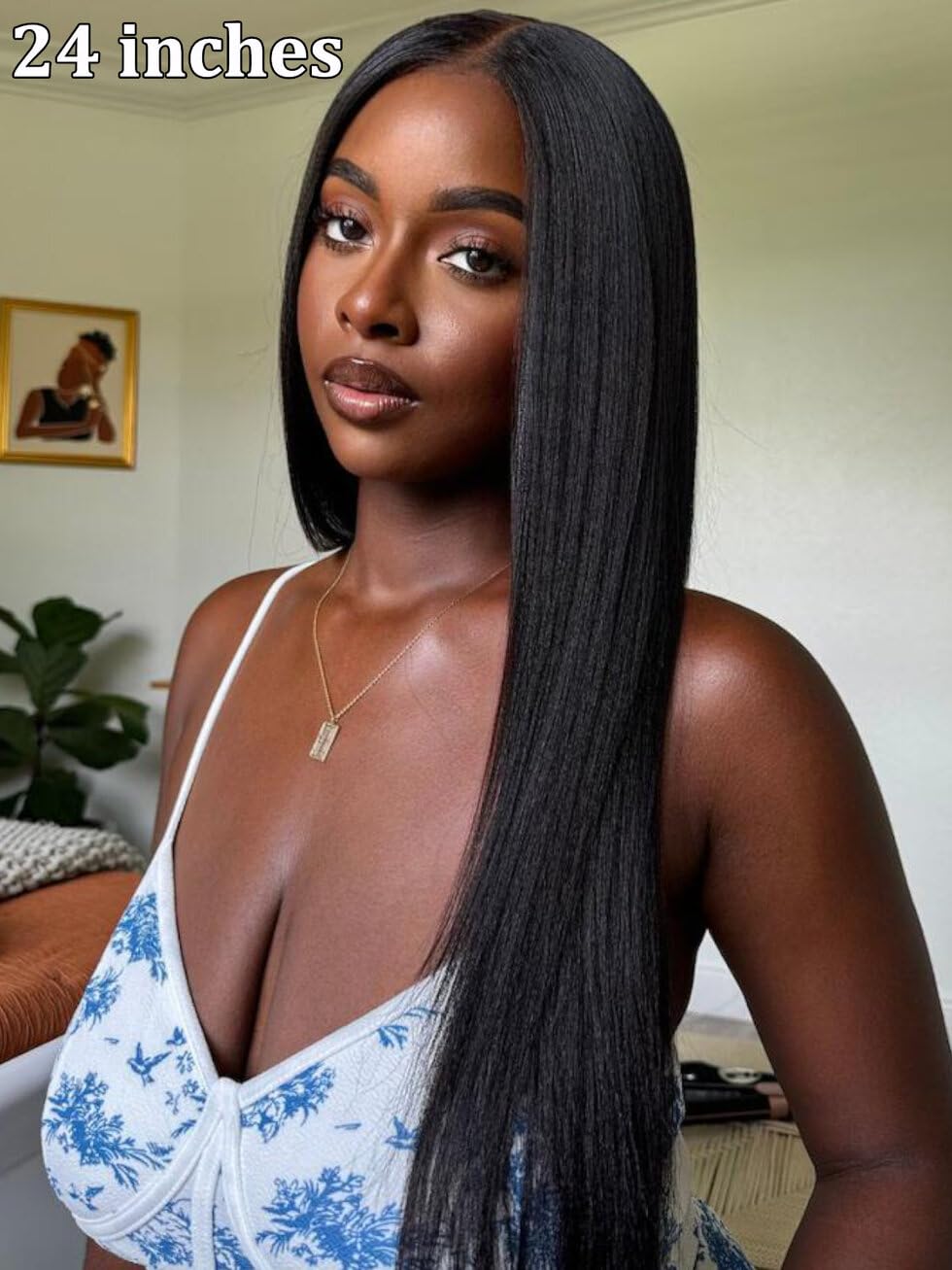 UNICE Yaki Straight V Part Wig Human Hair No Leave Out Glueless Upgrade U Part Wig Human Hair Clip in Wigs Beginner Friendly No-Sew In No Glue 18 inch, V-Part Black Wig