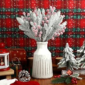 30 Pcs Snowy Cedar Berry Picks Christmas Frosted Pine Berry Branches Artificial Red Berry Cedar Stems Faux Greenery Holly Berry Sprays for Xmas Tree Wreath Floral Arrangement Party Decor 30 Pcs Snowy Cedar Berry Picks Christmas Frosted Pine Berry Branches Artificial Red Berry Cedar Stems Faux Greenery Holly Berry Sprays for Xmas Tree Wreath Floral Arrangement Party Decor