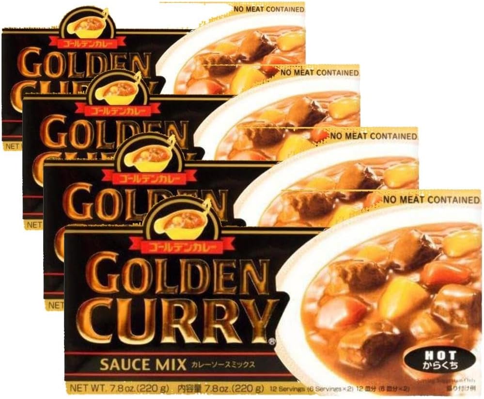 S&B Golden Curry Sauce Mix, Hot, 7.8 Ounce (Pack of 4)