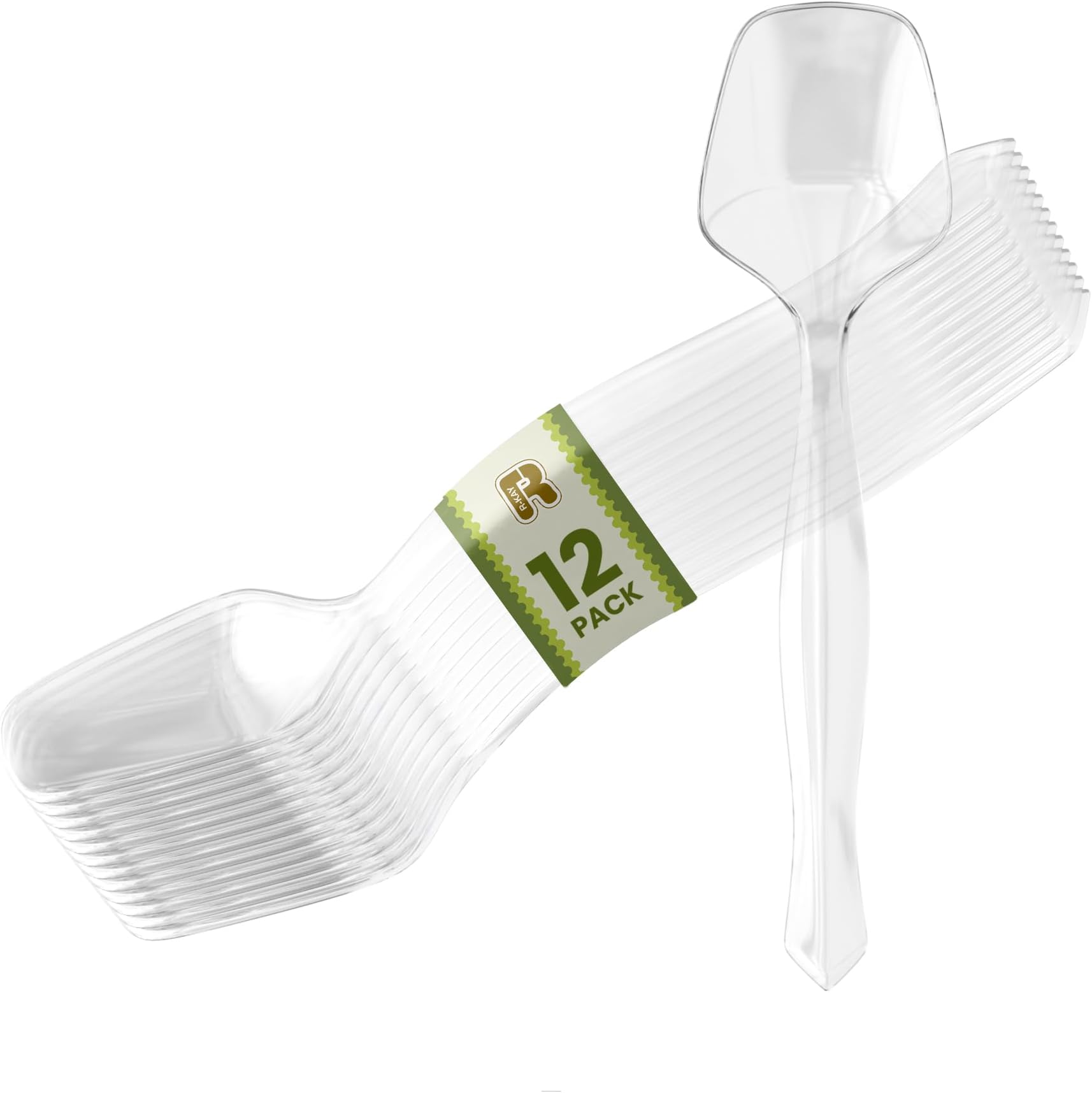 12 Pack Plastic Serving Spoons For Buffet - Clear Plastic Serving Utensils For Hot And Cold Food - Heavy Duty Disposable Serving Utensils For Parties, Holidays And Gatherings (8.5 Inch, 12, Count)