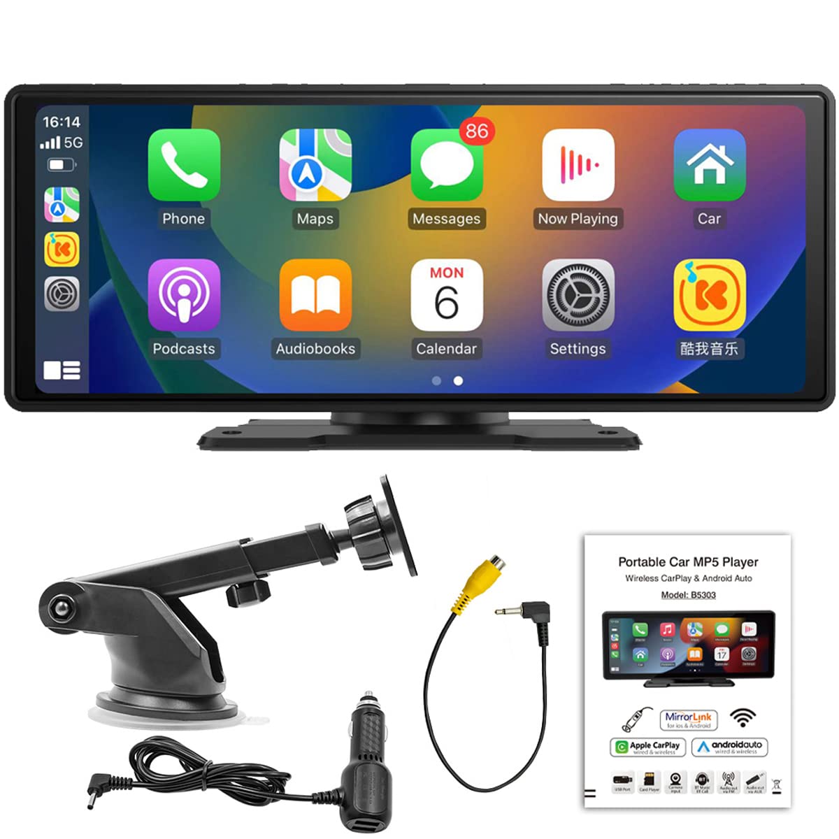 Amazon | ワイヤレス Apple Carplay & Android Auto 9 インチ