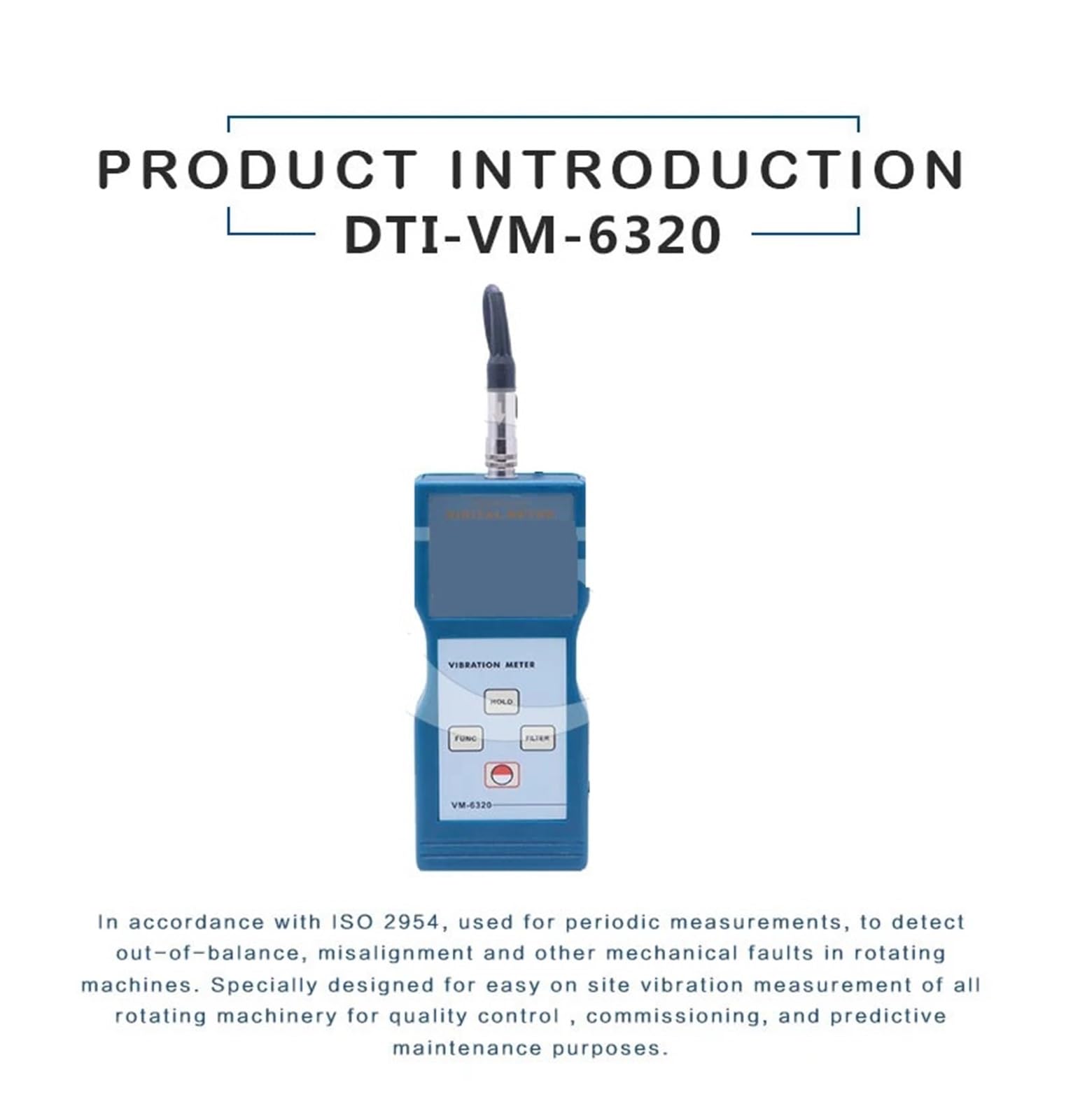 Misuratore di vibrazioni Misuratore di vibrazioni digitale DTI-VM-6320, analizzatore di vibrazioni assiali