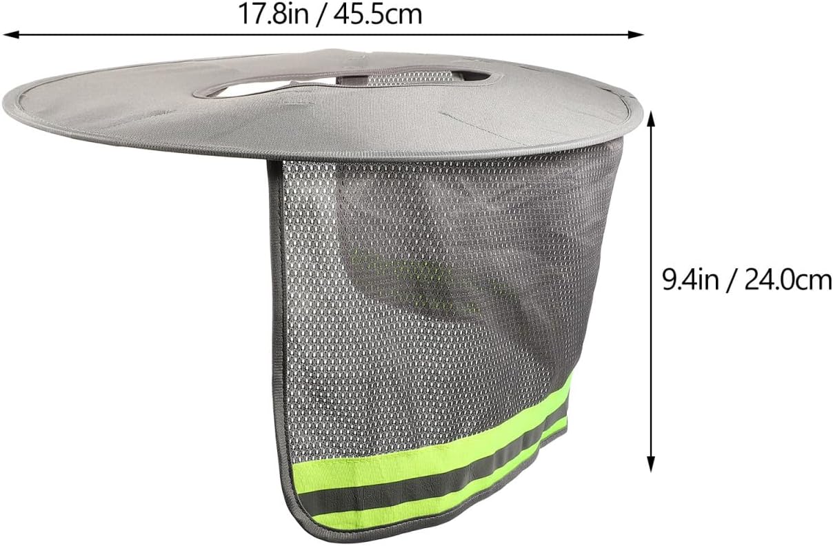 Hard Hat Sun Shade Full Brim with Breathable Mesh Visor and Reflective Band Neck Protector for Outdoor Construction and Gardening Safety