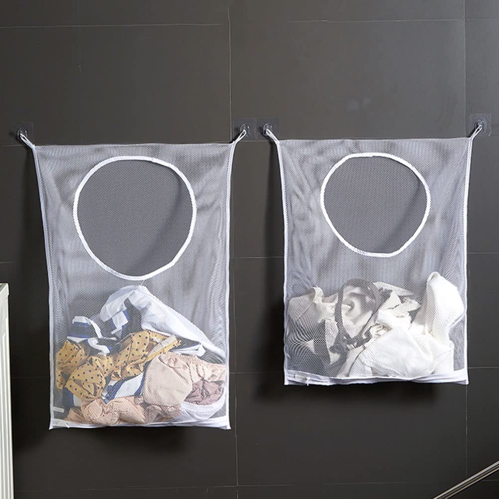 TOPBATHY 4sets Borsa Organizer Per Biancheria Sporca Sacchetto Rete Appendibile Per Vestiti e Giocattoli Gancio Incluso Per Lavanderia e Casa