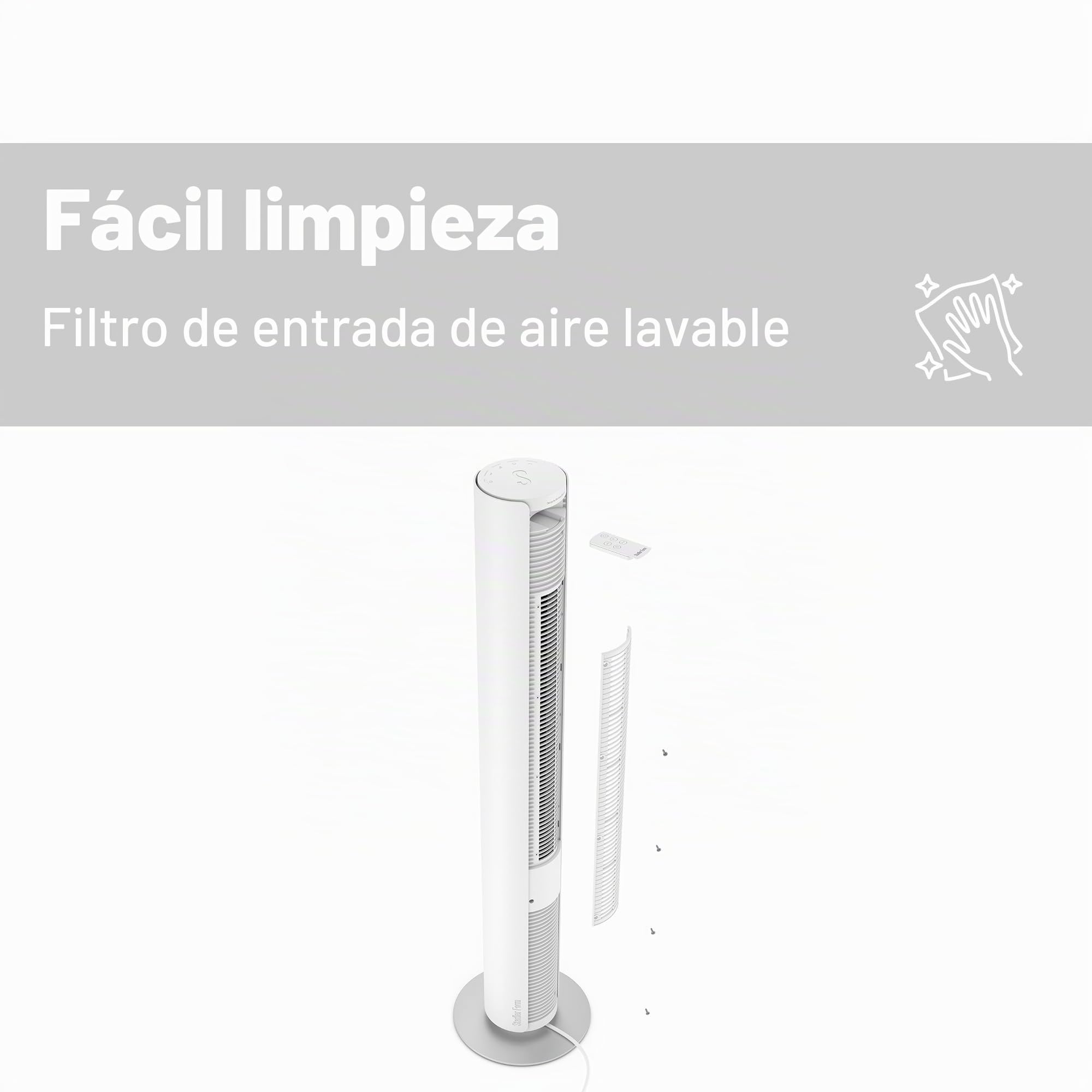 Stadler Form Peter - Ventilador de torre, bajo consumo y silencioso con 29 dB(A), con mando a distancia, función de orientación, 6 velocidades, temporizador, LED regulable