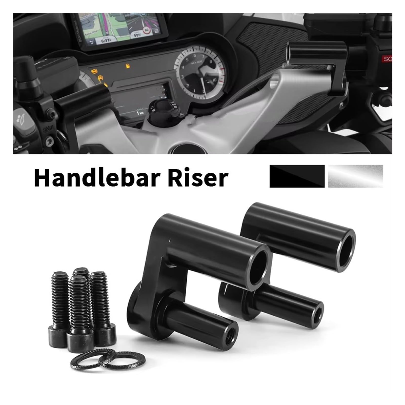 Para R 1200 RT Para LC Para 1250 Adaptador Manillar Extensible Con Abrazadera Elevadora Ajustable 1,625" Para Motocicleta Alzas Manillar Moto(Negro)