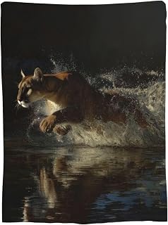 Mountain Lion Print Flannel Blanket Lightweight Soft Fleece Animal Throw Blanket for Sofa Bed Women Men Children, 60"x50"