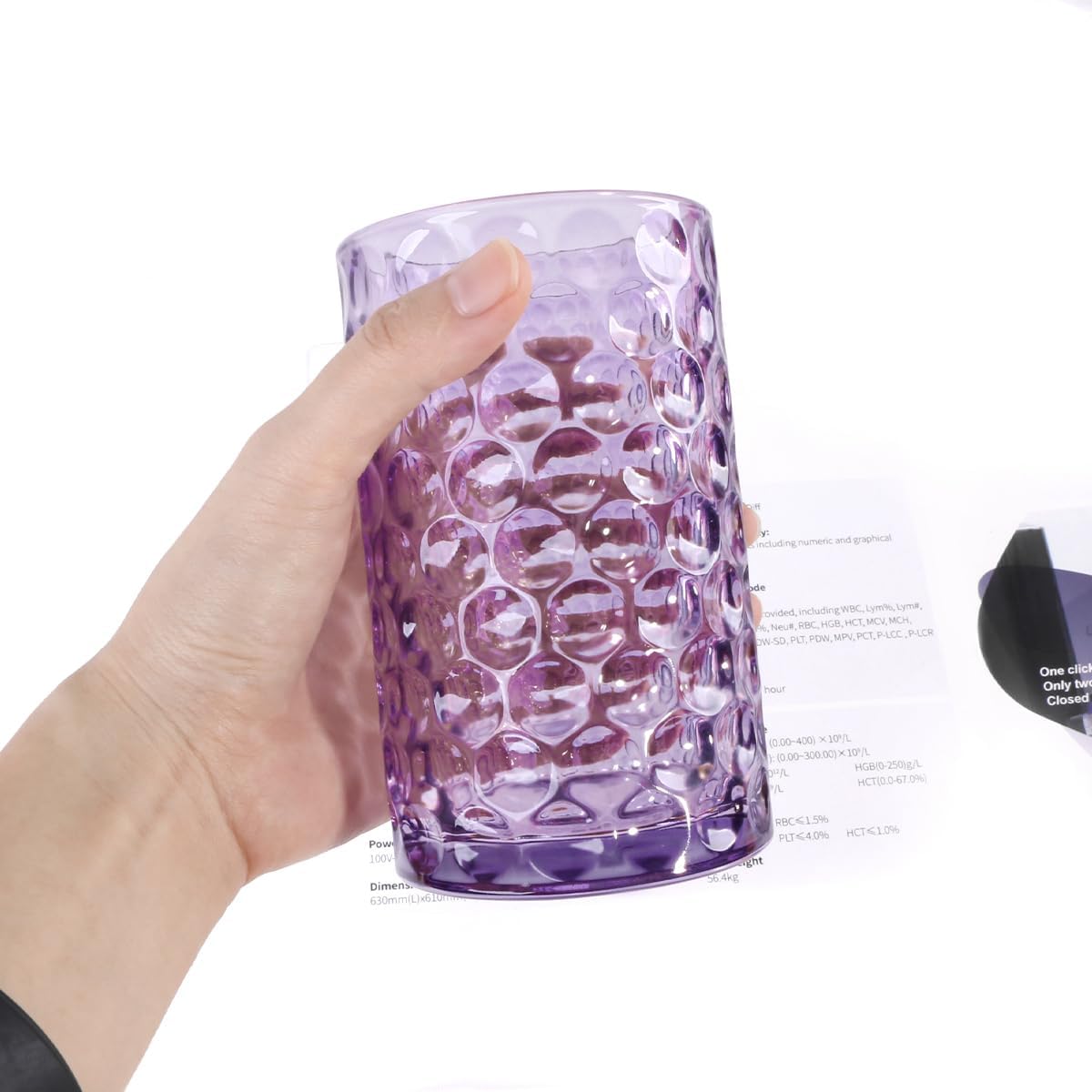 Fvstar 2pcs Purple Glass Toothbrush Holder and Bathroom Tumbler Set