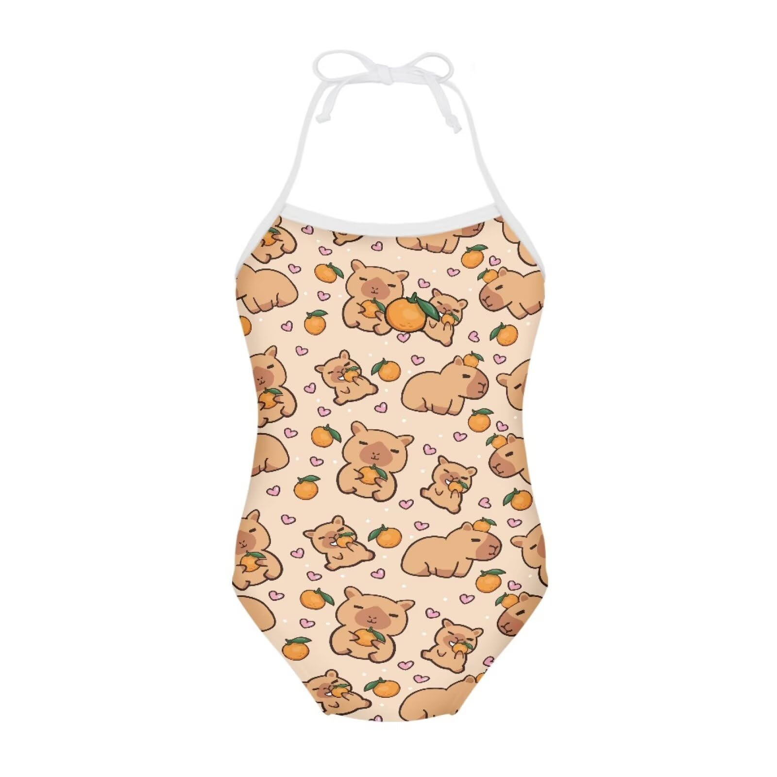 Girls One Piece Swimsuit Beach Bathing Suit Toddler Floral Halter Straps Swimwear for 1-10 Years