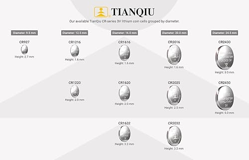 Miniatura 6 de TIANQIU Batería 2032 (CR2032/ DL2032/ E-CR2032/ SB-T51/ LF1/ 2V) Litio 3V (1 paquete de 5)