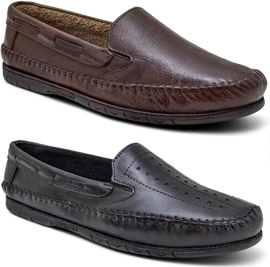Kit 2 Pares Mocassim Masculino Em Couro Legitimo