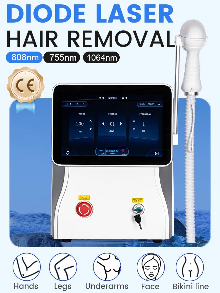 Apparecchiatura professionale per la depilazione con laser a diodi 808, | Regolabile in tre modalità, utilizzabile su braccia, gambe, schiena, ascelle e zona bikini, ecc., bianco