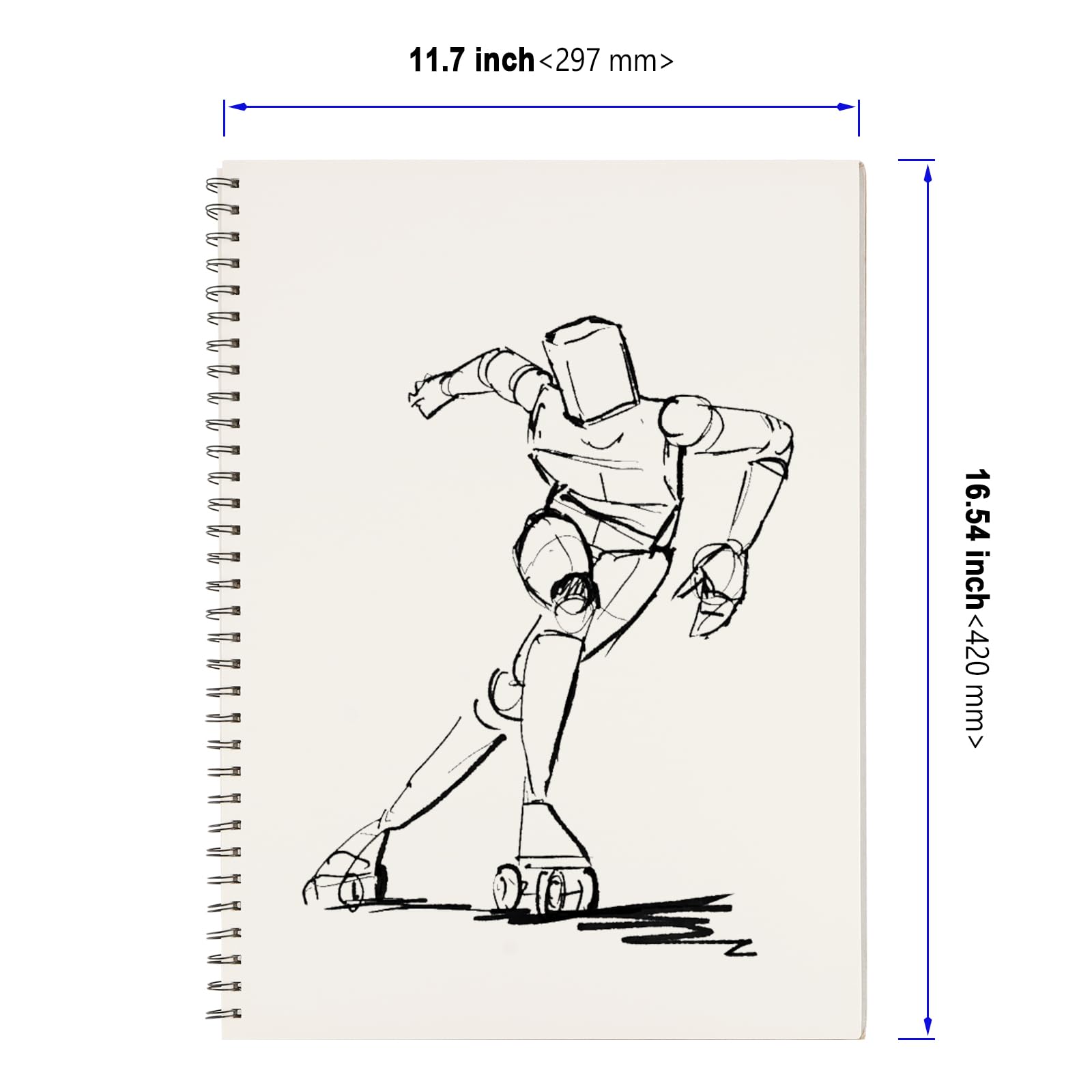 KOHAND Confezione da 6 quaderni da disegno formato A3, 420 x 297 mm, rilegatura a spirale, 30 fogli/60 pagine, fogli bianchi, per schizzi, scrapbooking, pittura artistica