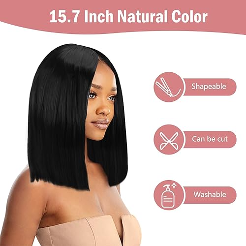 Miniatura 2 de Uenmenlen Peluca rizada y ondulada negra, peluca larga y ondulada negra para mujer, peluca rizada y ondulada de aspecto natural, peluca de fibra