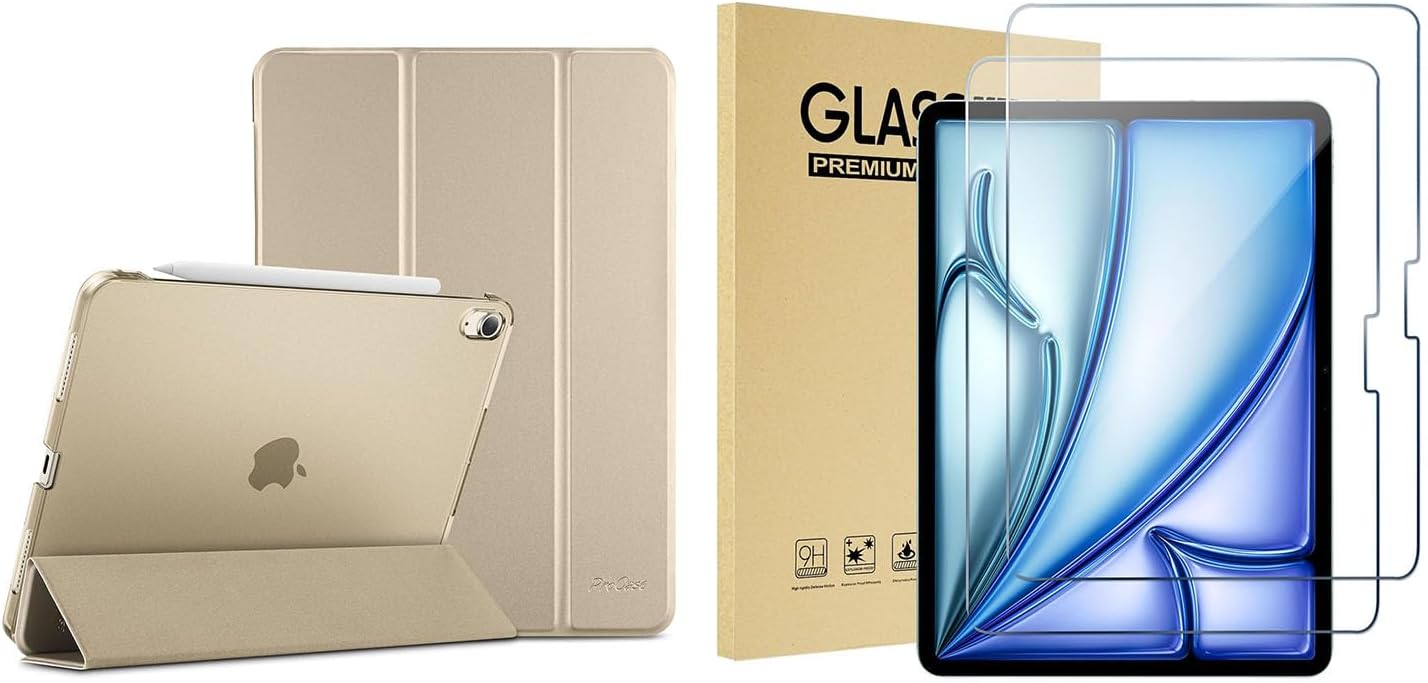 ProCase Starlight Smart Case for iPad Air 11 inch M2 2024 Air 6th Bundle with 2 Pack Screen Protector