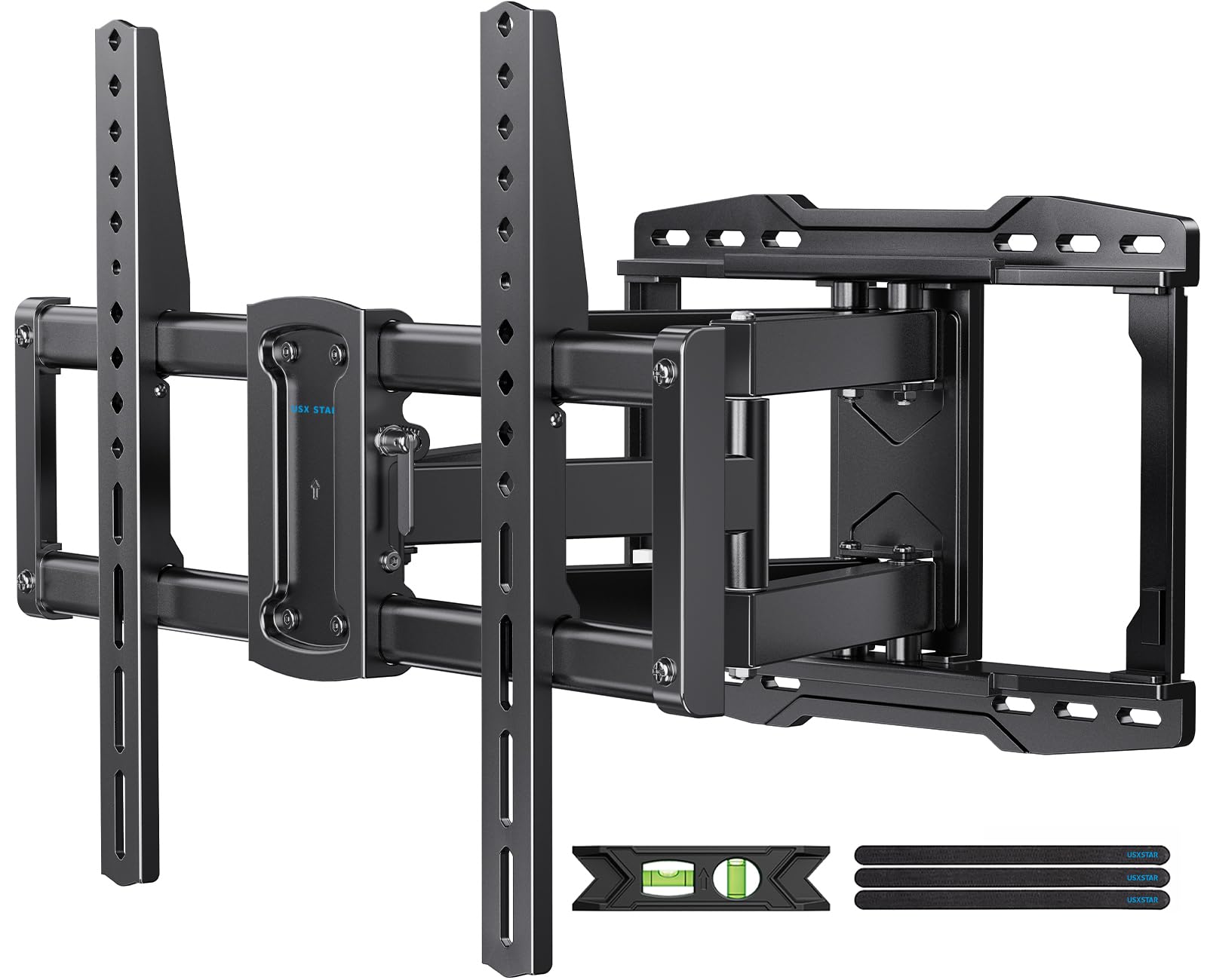 USX STAR UL Listed Full Motion TV Wall Mount Bracket for Most 37-86 inch TVs, Swivel Tilt Extension Level TV Mount, Max VESA 600x400mm, Holds up to 132lbs & 16" Wood Studs with Hole Drilling TemplateUSX STAR UL Listed Full Motion TV Wall Mount Br…