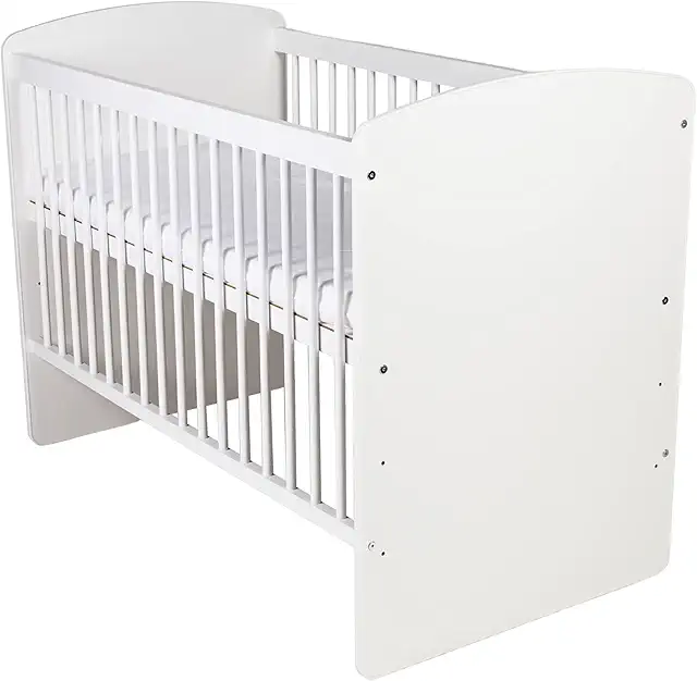 Cuna KMbaby K2 Blanca 120x60 cm con Colchón - Cuna Bebé 3 Niveles Ajustable