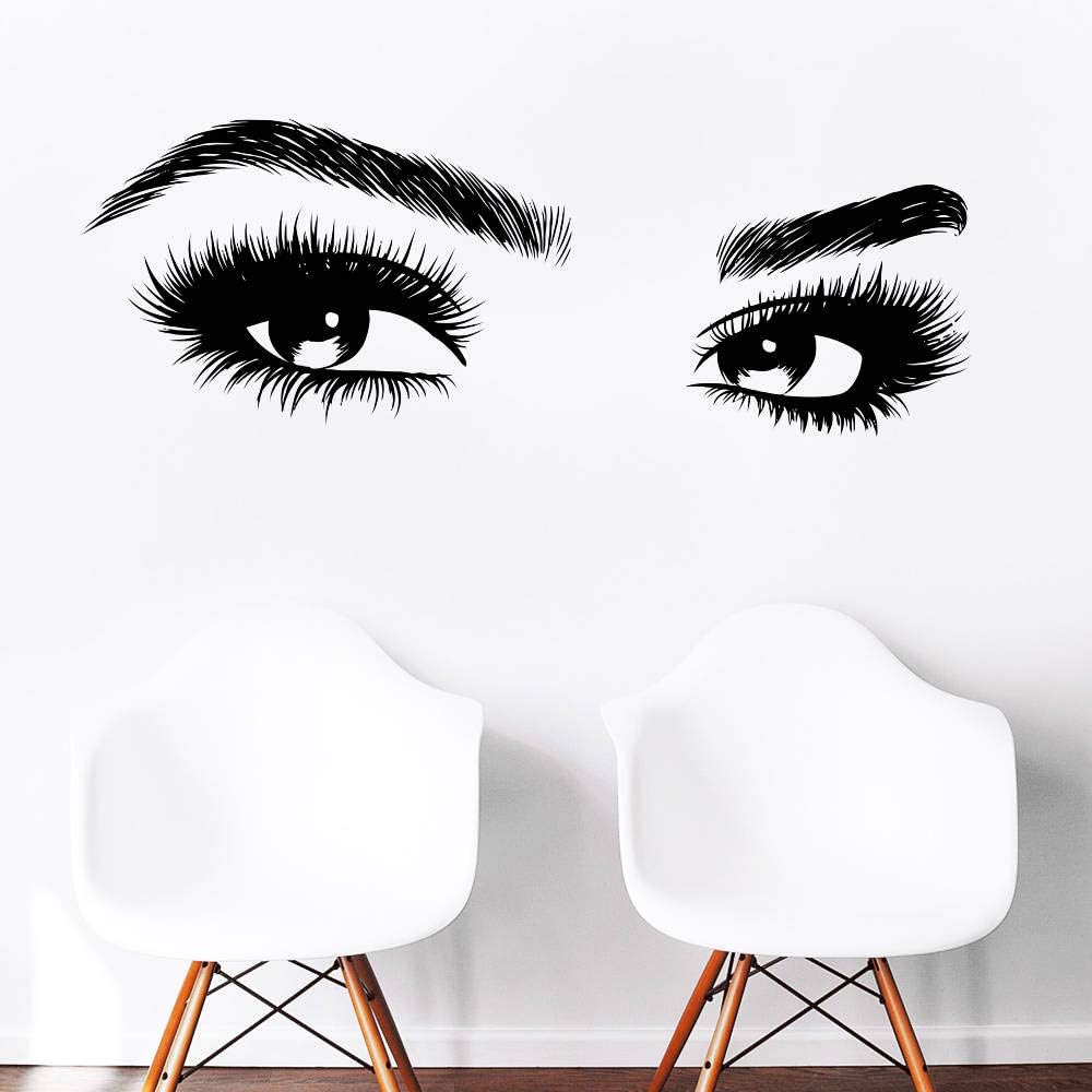 42.5X15.3inches Beauty Salon Eyelashes Quote Wall Decal Stickers Make Up Eye Store Home Decoration Murals (LC464 Black)