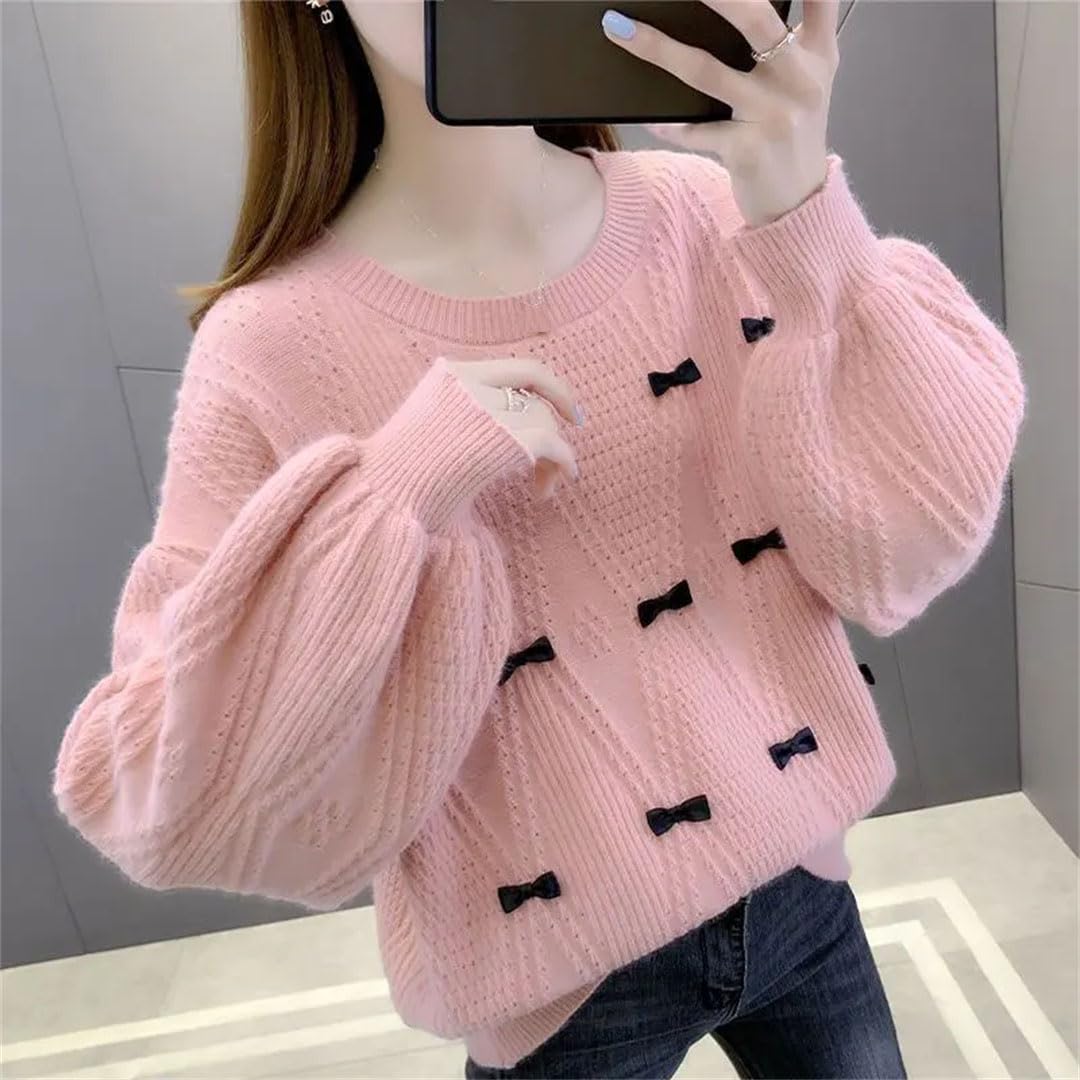 Maglione da donna autunno e inverno moda ufficio semplicità O-collo manica lunga maglione donna casual all-match sciolto top