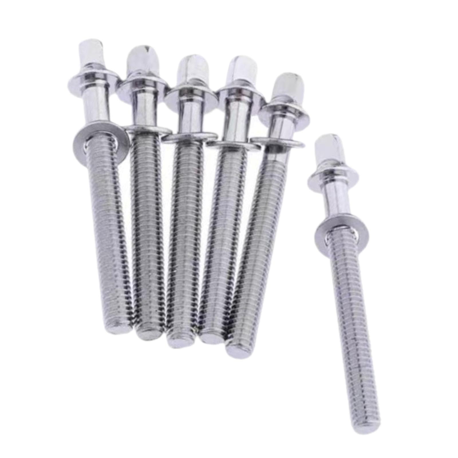 6 Stück Trommelspannstäbe M5 x 70 mm Silber Drum Lug Befestigungsschrauben für Percussion