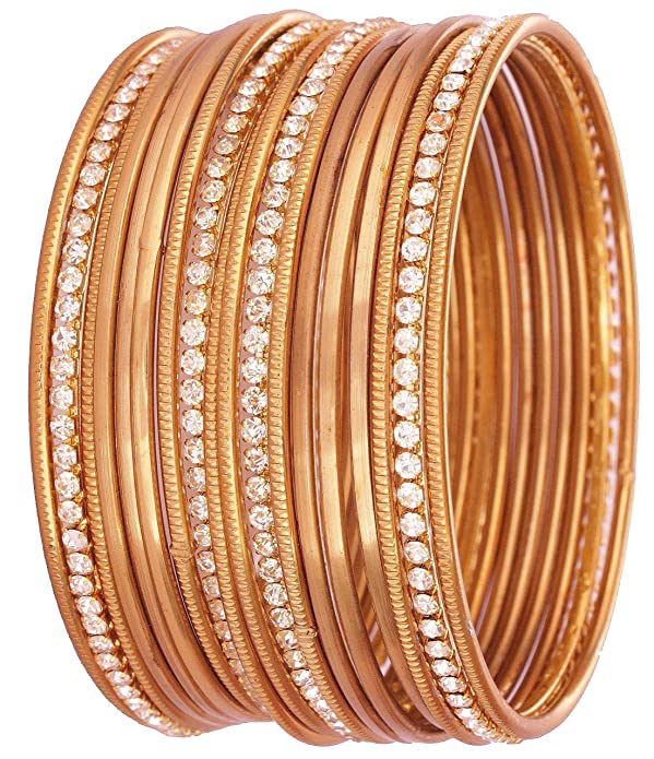 T4 Jewels Zircon Silver Gemstones Studded Oxidised Bangles For Women & Girls_Gold_2.6 (B0BR8GC4L2) Amazon Price History, Amazon Price Tracker