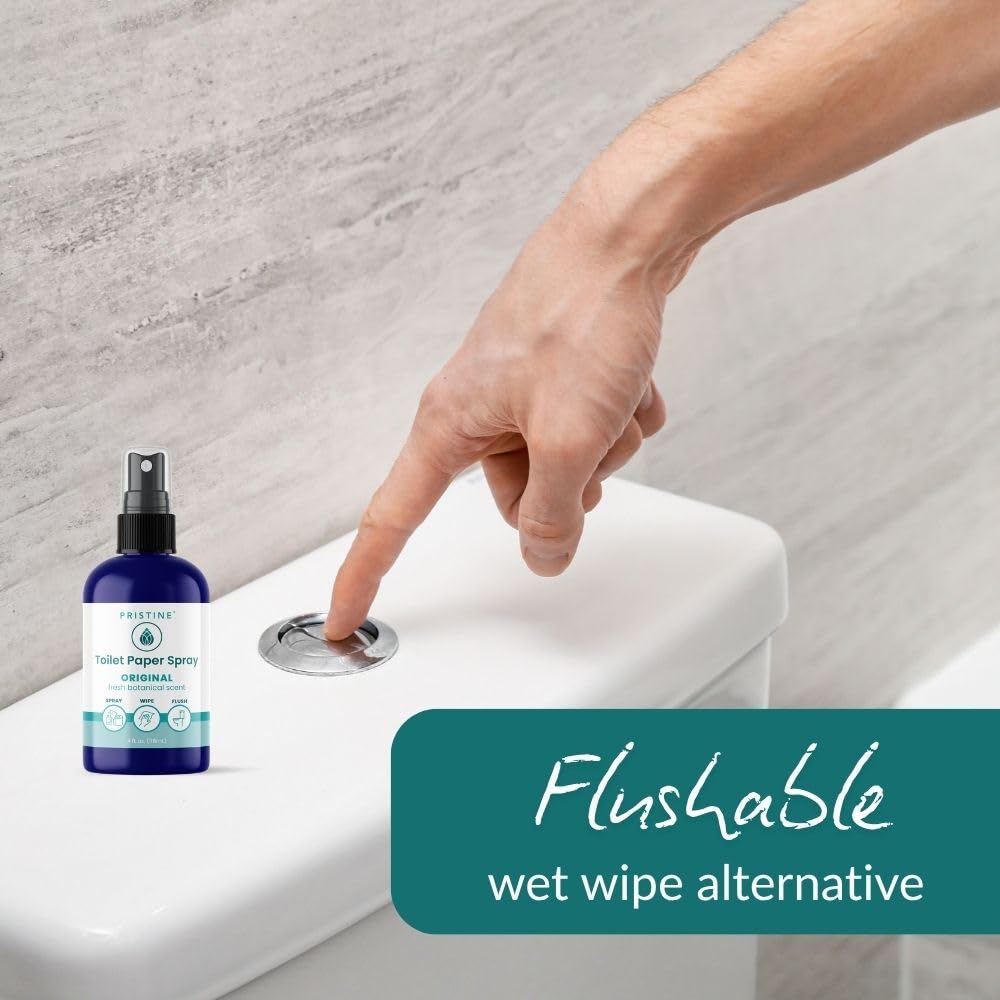 PRISTINE Aerosol para papel higiénico (como se vio en Shark Tank), toallitas de limpieza personal más naturales y alternativas a las toallitas húmedas desechables, aerosol para papel higiénico para cr