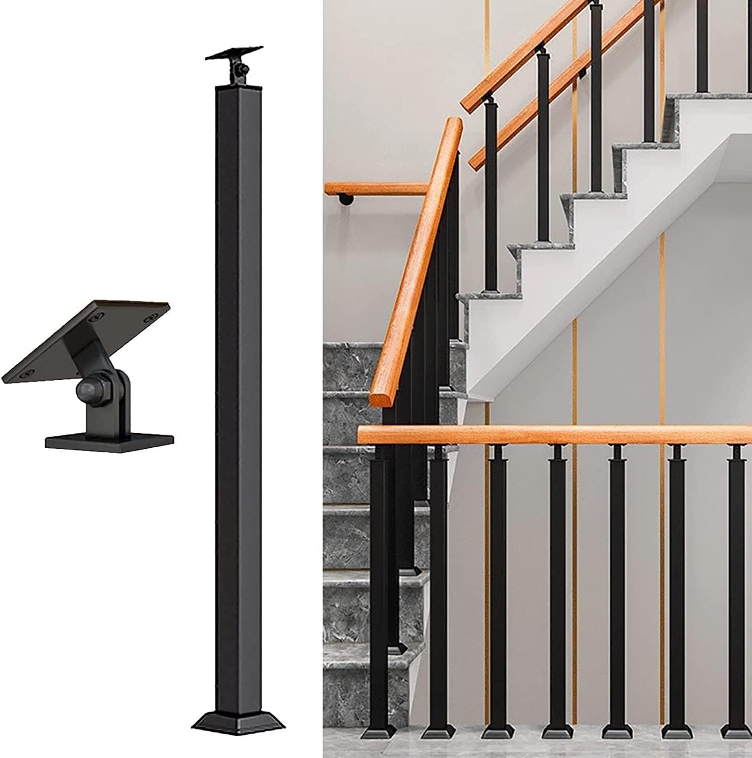 Garde-corps en métal noir de style carré 95cm pour aménagement haut de gamme