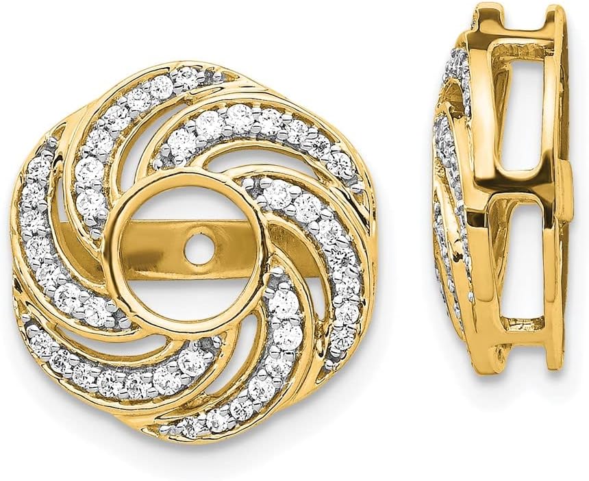 14k Yellow Gold Swirl Diamond Earring Jackets Fine Jewelry For Women Gifts For Her