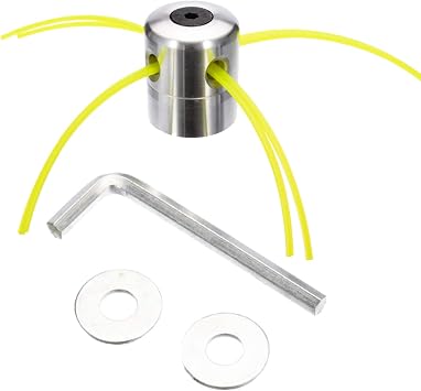 Aluminum Grass Trimmer Head, Trimmer Head Spool Set with 4 Lines, Mower Rope, Mounting Washer and Wrench, for Grass Brush Cutter