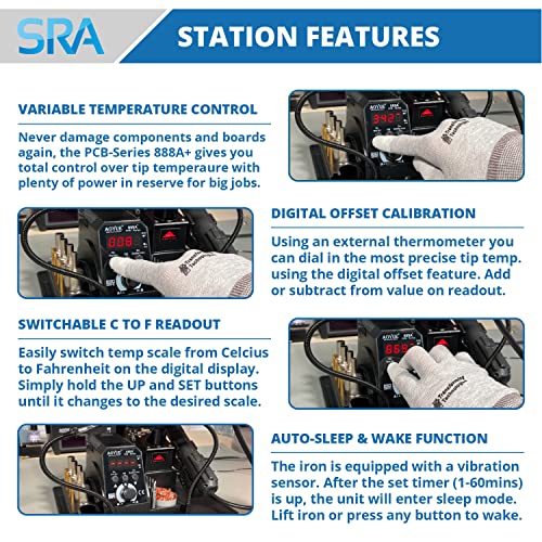 Aoyue 888+ Pcb Series 2-In-1 Hot Air Gun Soldering Kit For Electronics - Includes Soldering Mat, Helping Hands, Solder Wire, Brass Coils, Desoldering Pump, Extra Tips And Nozzles, And Esd Wrist Strap #TOP1
