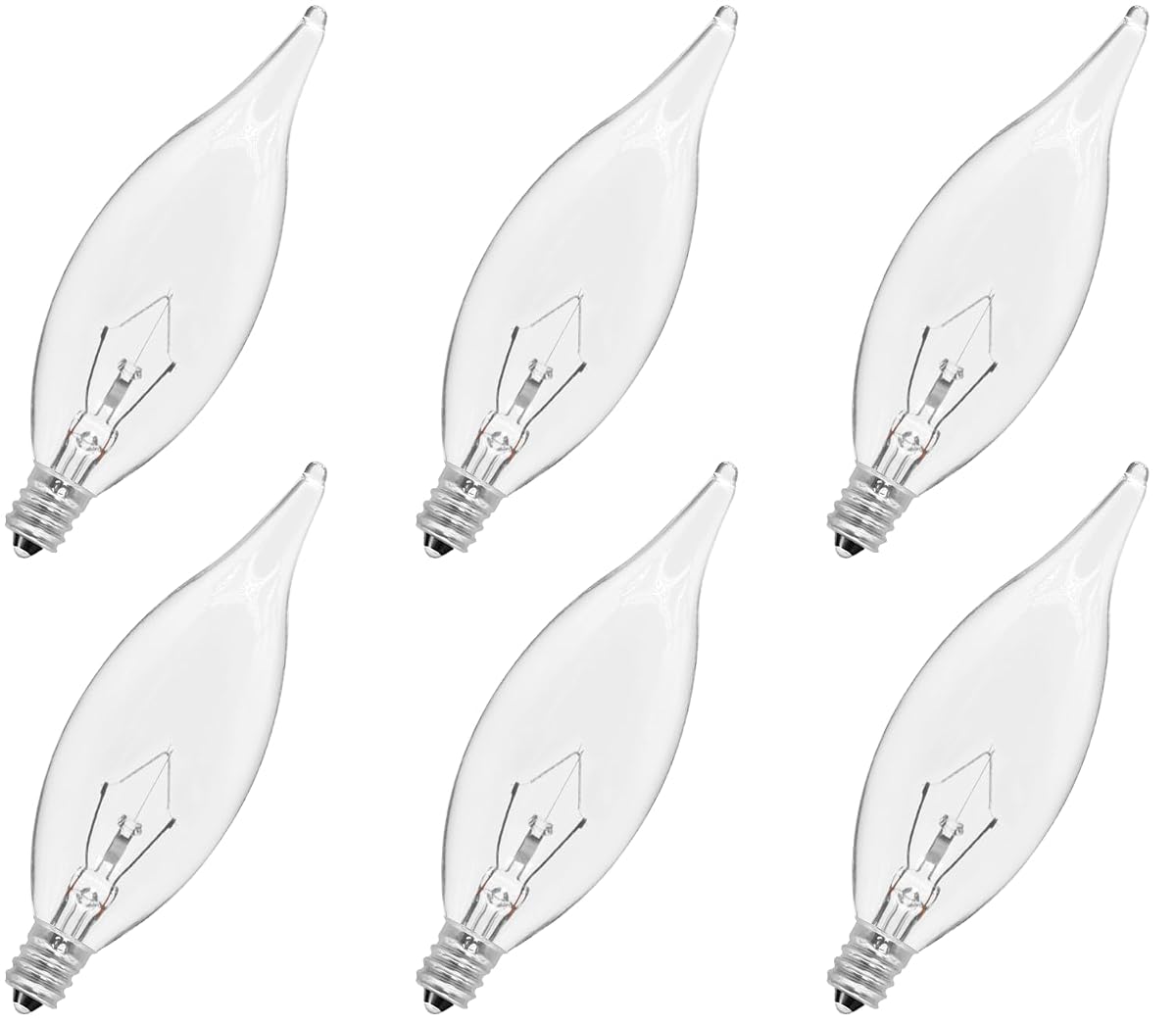 Cylyt 6-Pack E12 Candle Light Bulbs 25W Warm White 2500K, 240 Lumen Dimmable