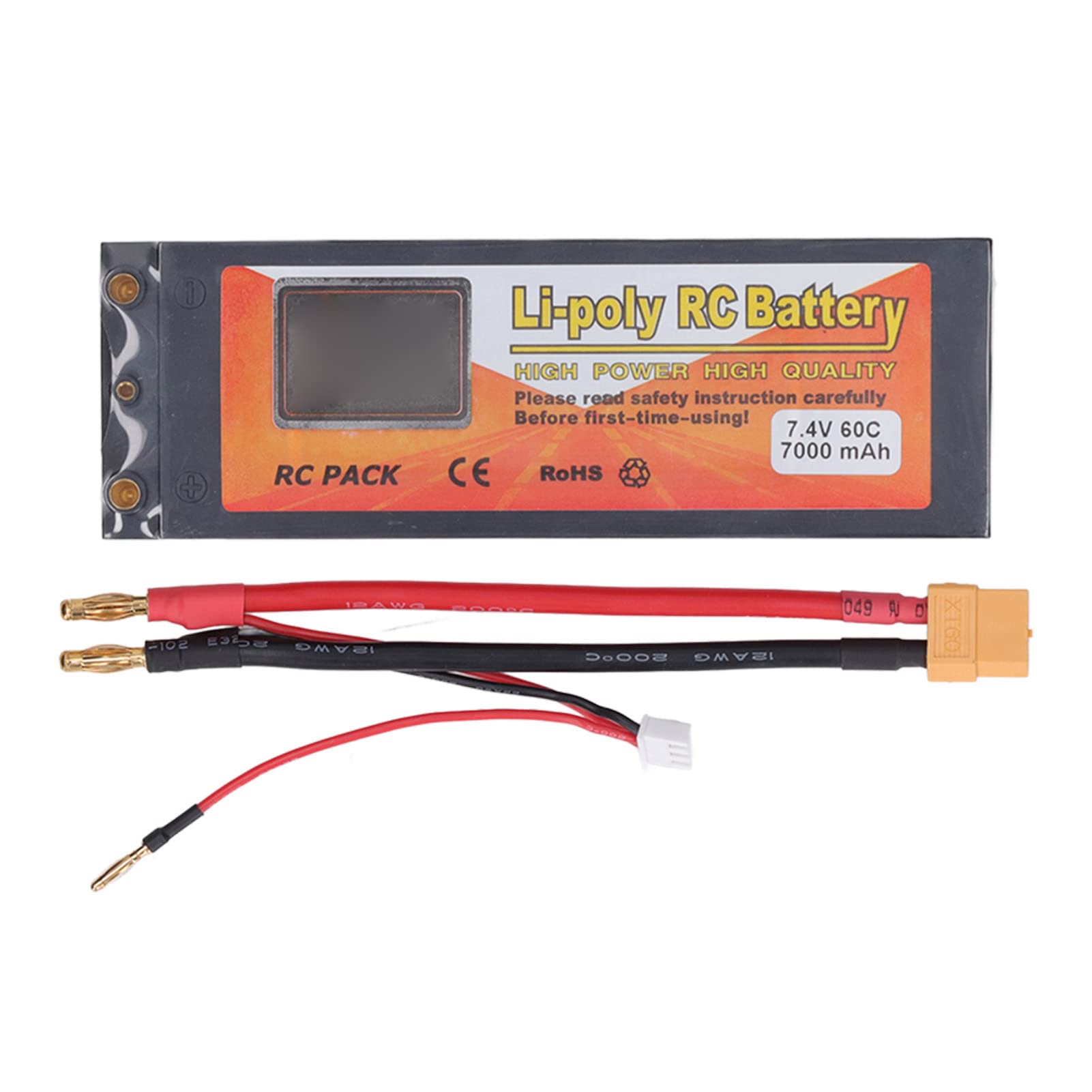 Generic Batteria Li Poly RC Potente Batteria Lipo da 7000 MAh 7,4 V 2S con Spina XT60 per Modello RC, Adatta per Modellismo di Auto 1/10 1/8, capacità Elevata per gli Appassionati di Auto