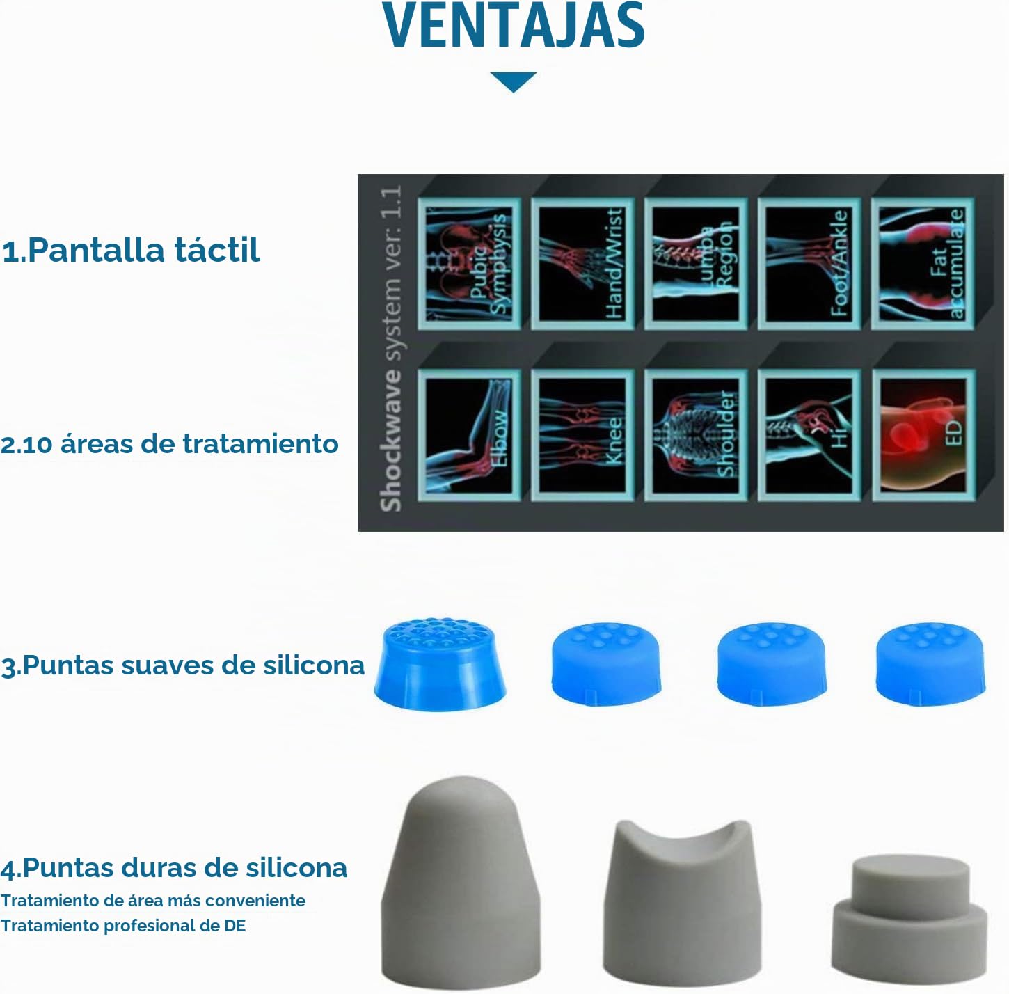 Máquina de terapia de ondas de choque 350W ED Masajeador de alivio del dolor Onda de choque para la disfunción eréctil, Relajación muscular, Tratamiento de la fascitis plantar (CE)