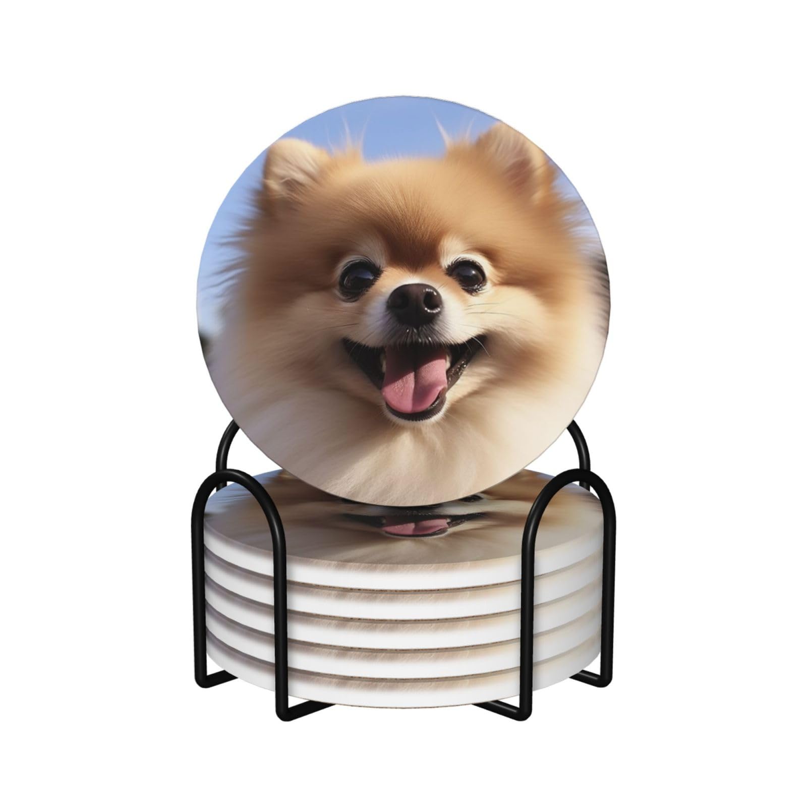 Dessous de verre Pomeranian en céramique de qualité supérieure et liège thermo-résistant