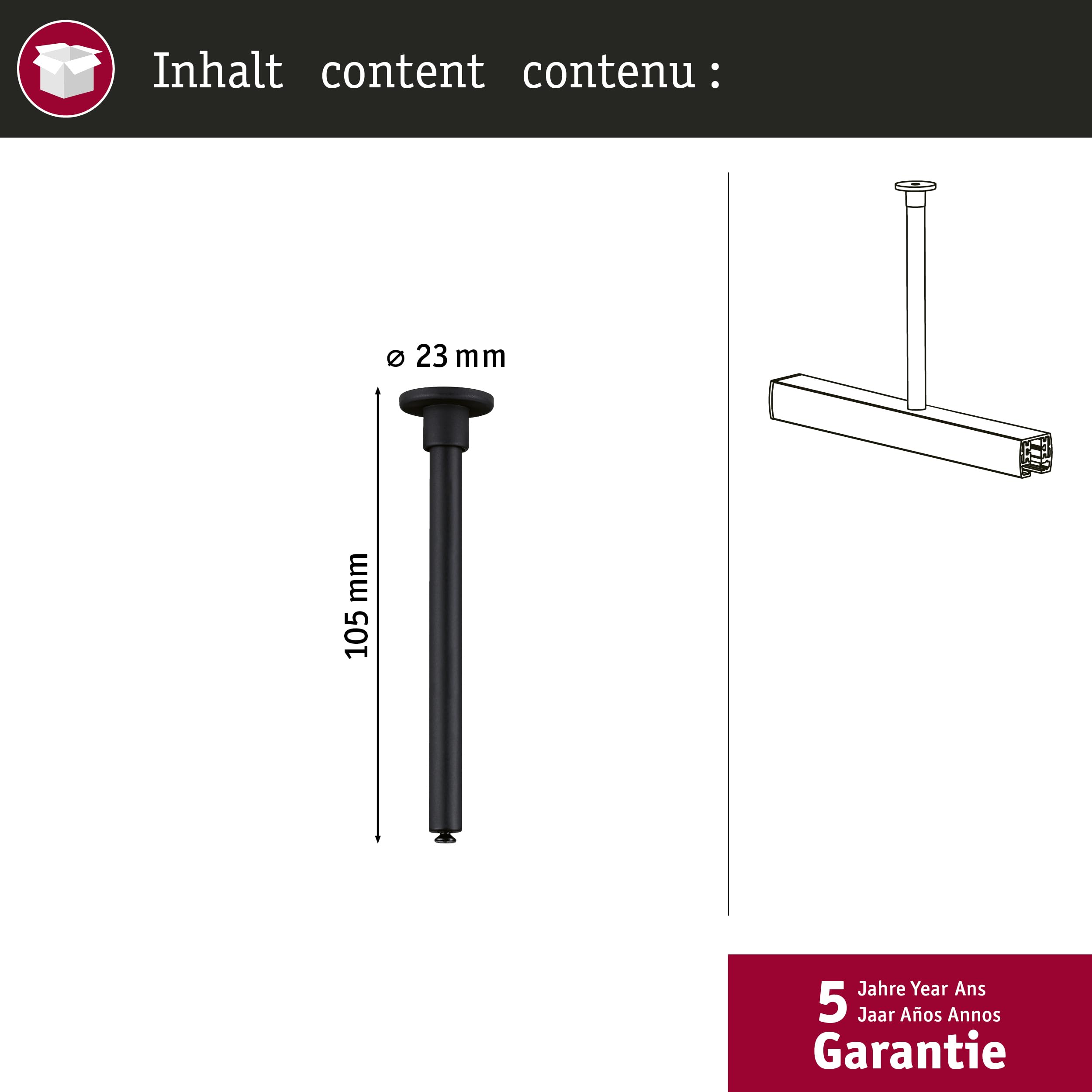 Paulmann URail Schienenabhängung 105 mm Schwarz matt Schienensystem