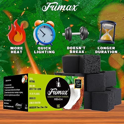Premium Hookah Charcoal Coals. Charcoal briquette, Low Ash, No Odor, High Heat, Chemical Free Non-Quick-Light Charcoal. Coals are 100% Natural, Made of Coconut Shells. Pack with 72 Cubes 25mm - Image 4